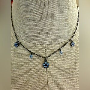 Vintage 1928 light blue floral crystal choker
